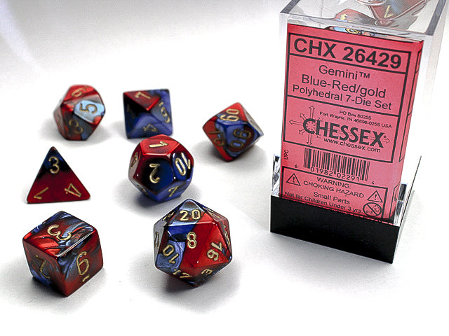 Chessex Gemini Blue-Red/ Gold Polyhedral 7-Die Set