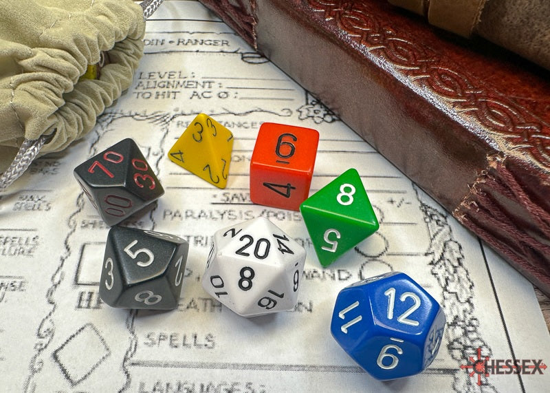 Chessex Nostalgia Opaque GM and Beginner Player Polyhedral 7-Die Set