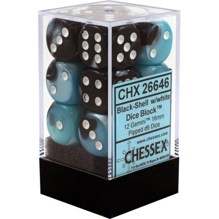 Chessex Black-Shell/White 16mm D6 Dice Block