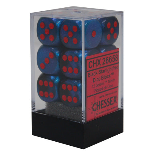 Chessex Black-Starlight/Red 16mm D6 Dice Block