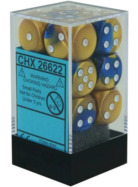 Chessex Blue-Gold/White 16mm D6 Dice Block