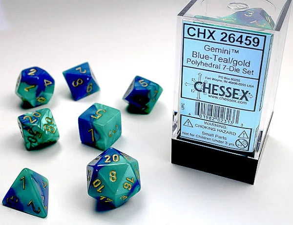 Chessex Blue-Teal/Gold Polyhedral 7-Die Set