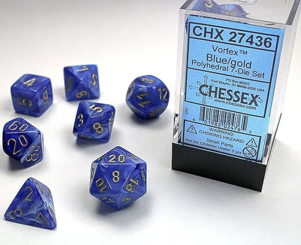 Chessex Blue/Gold Polyhedral 7-Die Set