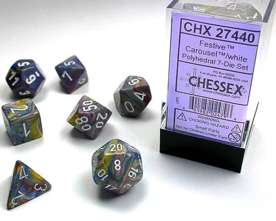 Chessex Carousel/White Polyhedral 7-Die Set