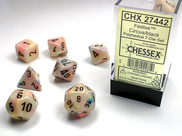 Chessex Circus/Black Polyhedral 7-Die Set