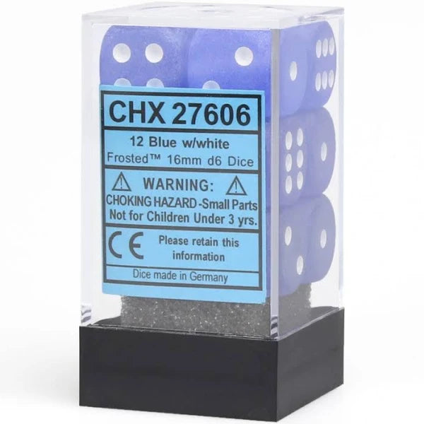 Chessex Frosted Blue/White 16mm D6 Dice Block