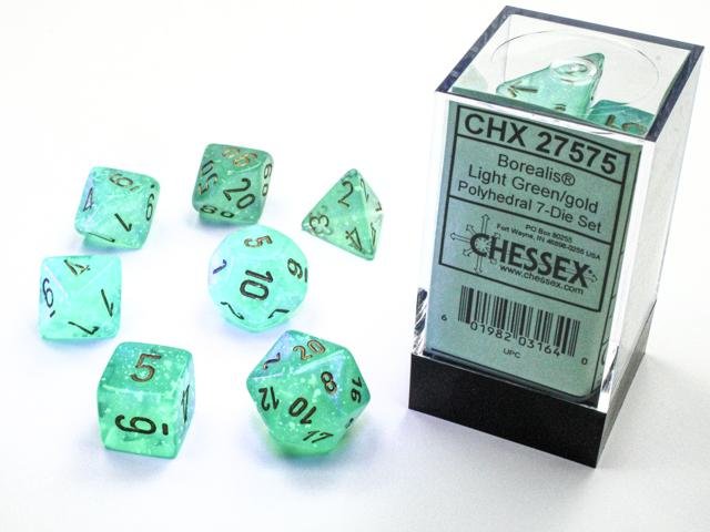 Chessex Light Green/Gold (Luminary) Polyhedral 7-Die Set