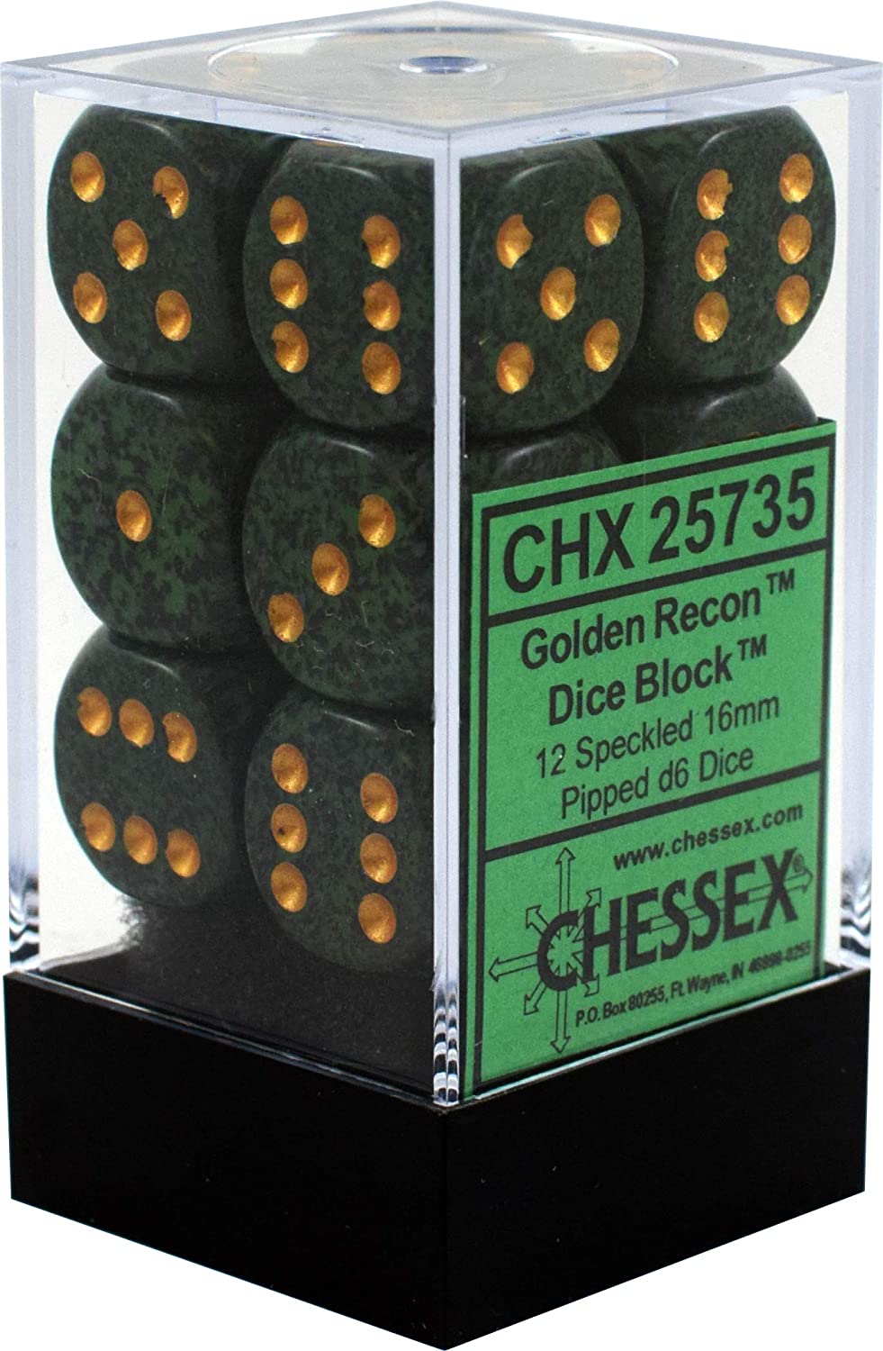 Chessex Golden Recon 16mm D6 Dice Block