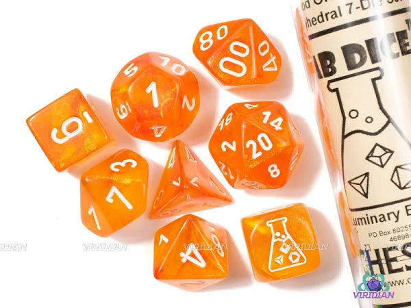 Chessex Lab Dice Blood Orange/White (Luminary) Polyhedral 7-Die Set