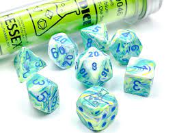 Chessex Lab Dice Garden/Blue Polyhedral 7-Die Set