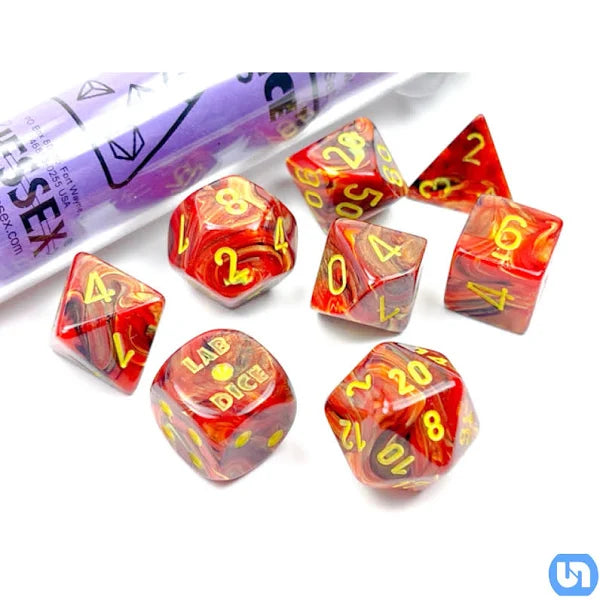 Chessex Lab Dice Underworld/Yellow Polyhedral 7-Die Set