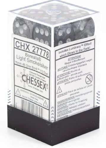 Chessex Light Smoke/Silver (Luminary) 16mm D6 Dice Block