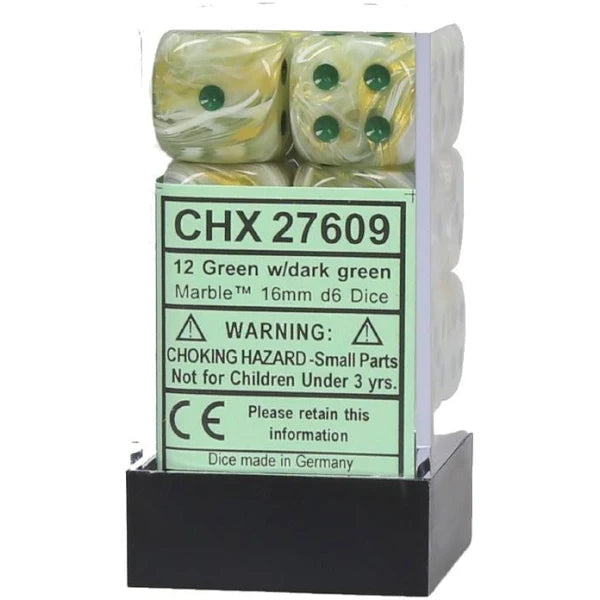 Chessex Marble Green/Dark Green 16mm D6 Dice Block