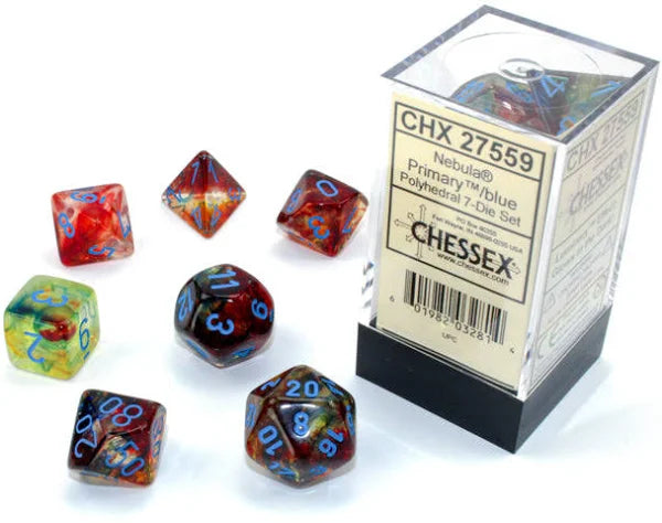 Chessex Nebula Primary/Blue (Luminary) Polyhedral 7-Die Set