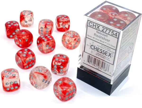 Chessex Nebula Red/Silver (Luminary) 16mm D6 Dice Block