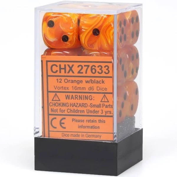 Chessex Orange/Black 16mm D6 Dice Block