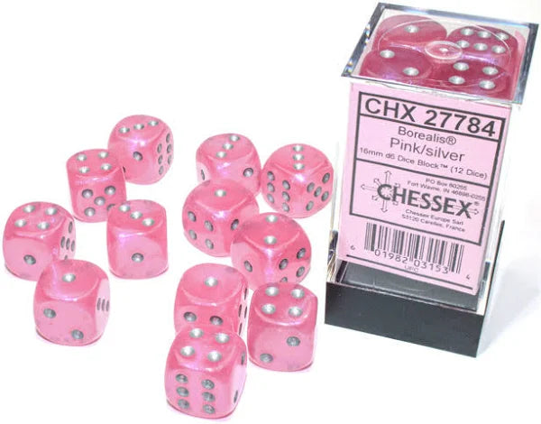 Chessex Pink/Silver (Luminary) 16mm D6 Dice Block