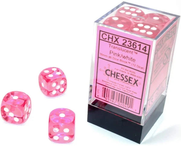 Chessex Pink/White 16mm D6 Dice Block