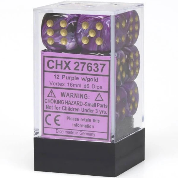 Chessex Purple/Gold 16mm D6 Dice Block