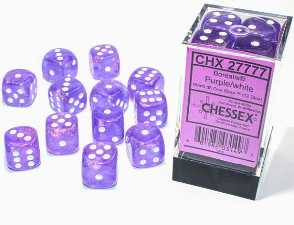 Chessex Purple/White (Luminary) 16mm D6 Dice Block