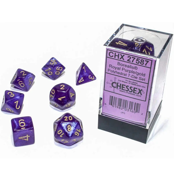 Chessex Royal Purple/Gold (Luminary) Polyhedral 7-Die Set