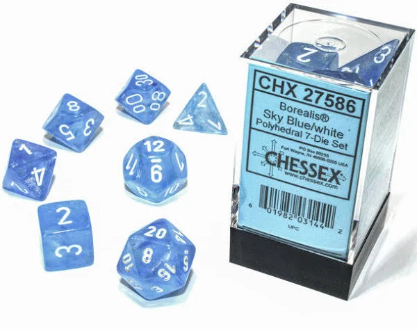 Chessex Sky Blue/White (Luminary) Polyhedral 7-Die Set