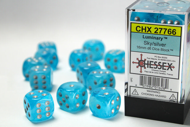 Chessex Sky/Silver (Luminary) 16mm D6 Dice Block