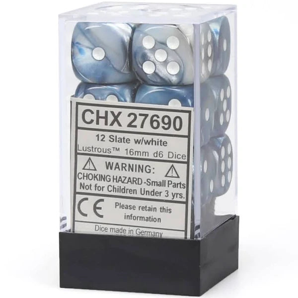Chessex Slate/White 16mm D6 Dice Block