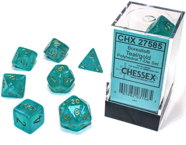 Chessex Teal/Gold (Luminary) Polyhedral 7-Die Set