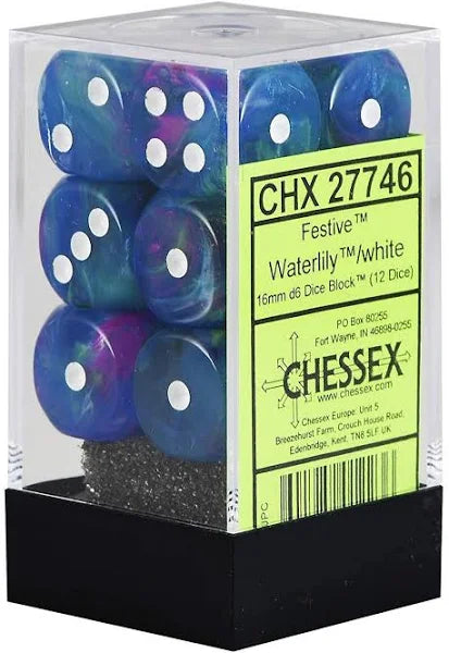 Chessex Waterlily/White 16mm D6 Dice Block